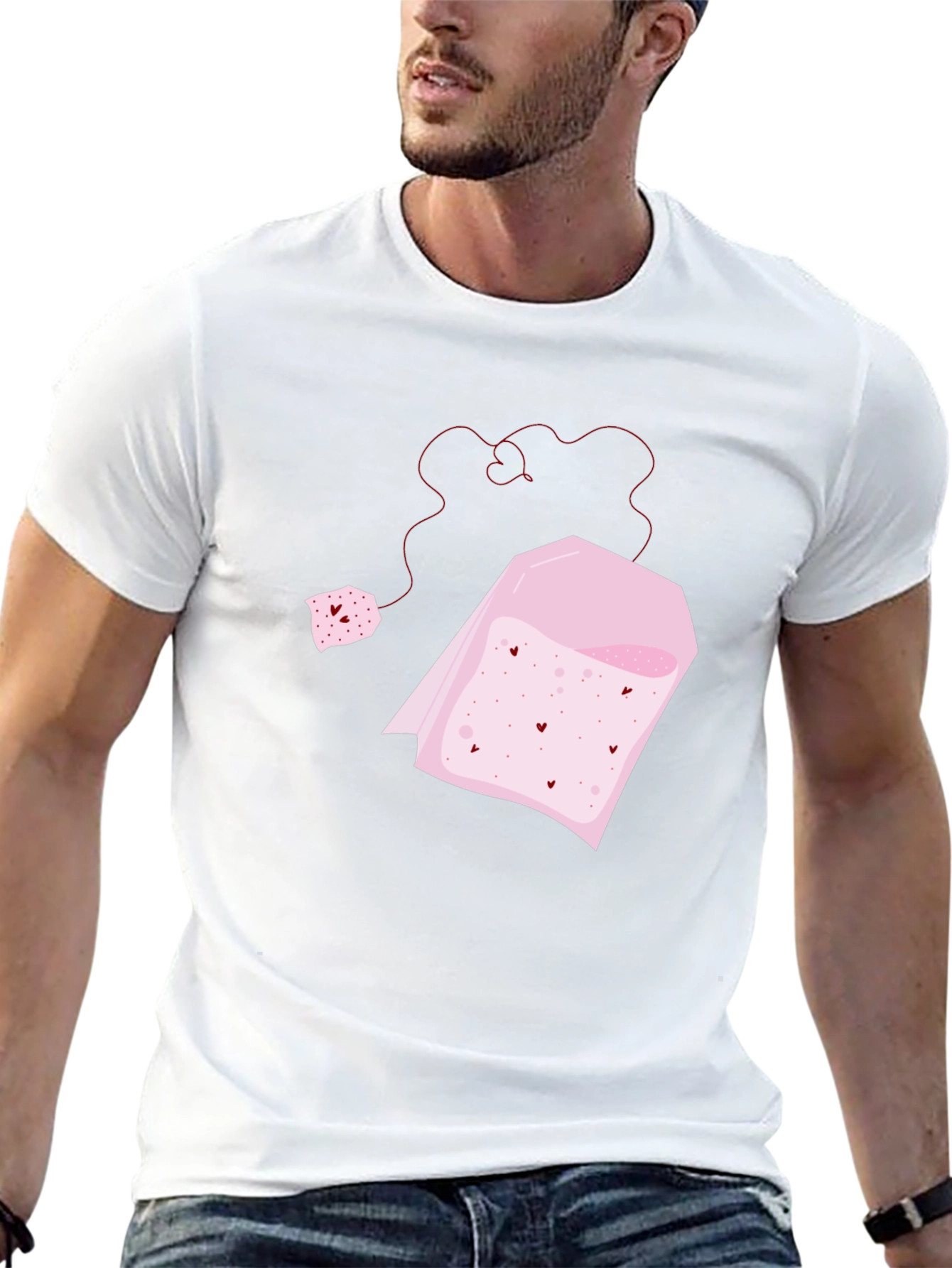 Heart Tea Bag Graphic Tee - Black