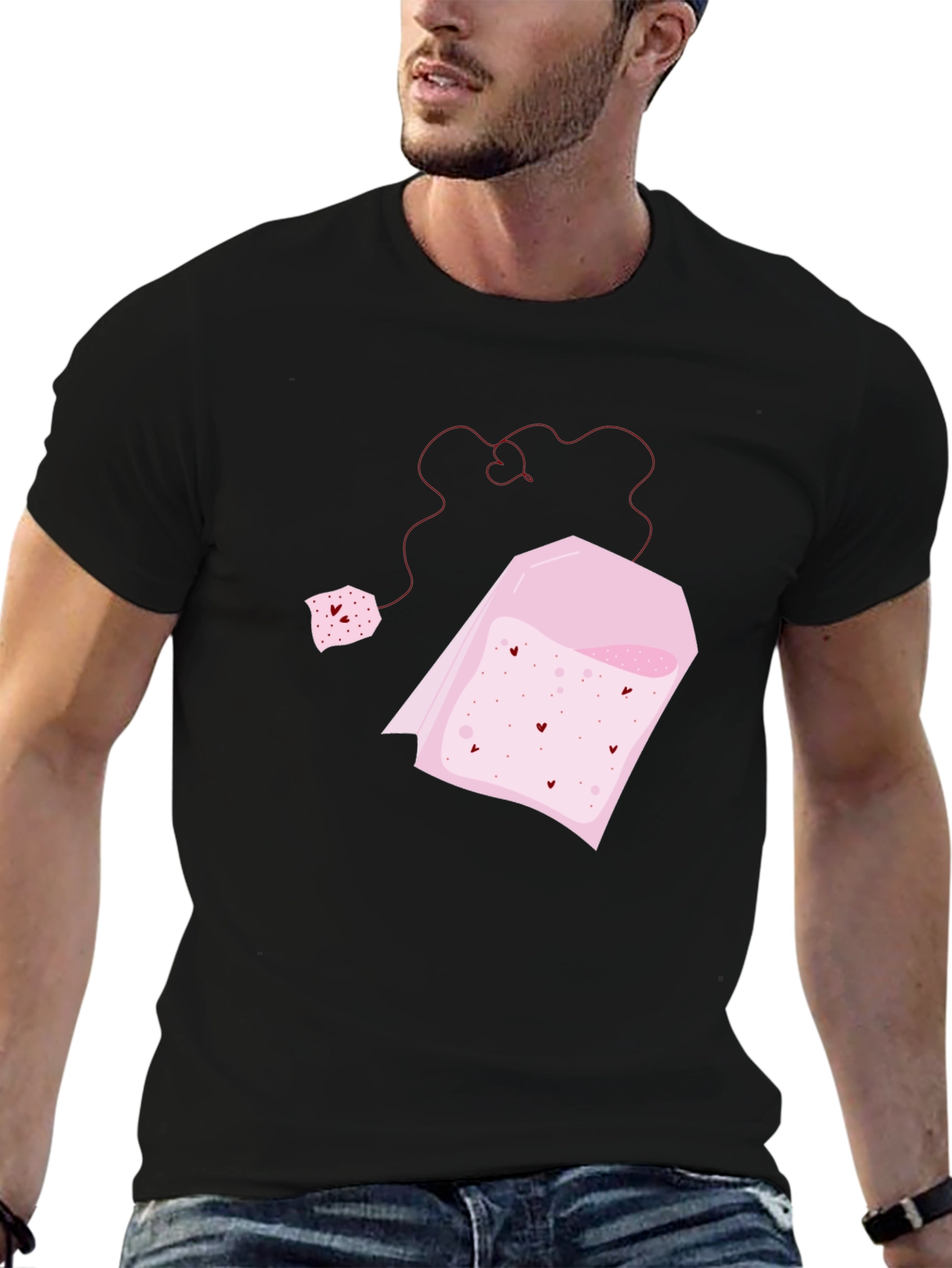 Heart Tea Bag Graphic Tee - Black