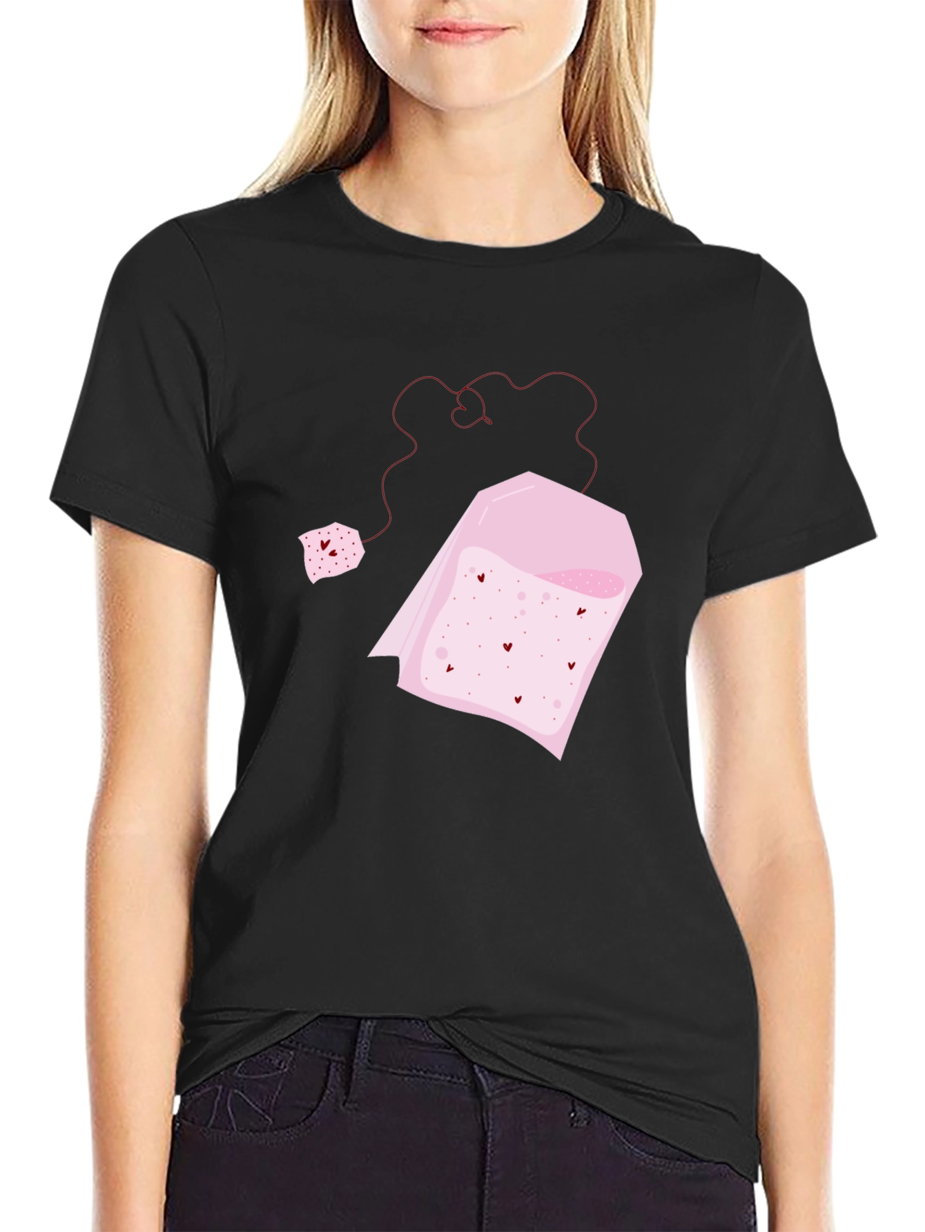 Heart Tea Bag Graphic Tee - Black