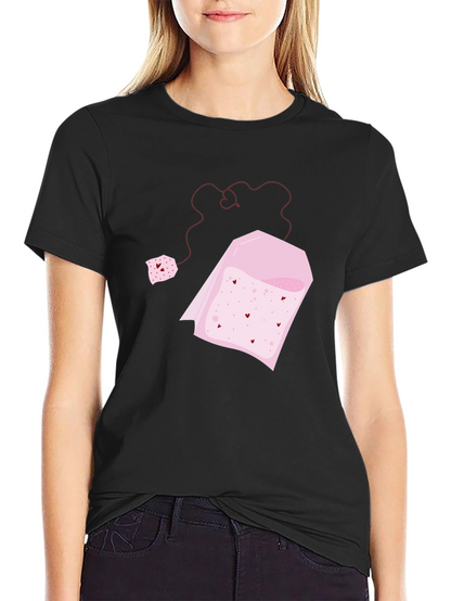 Heart Tea Bag Graphic Tee - Black
