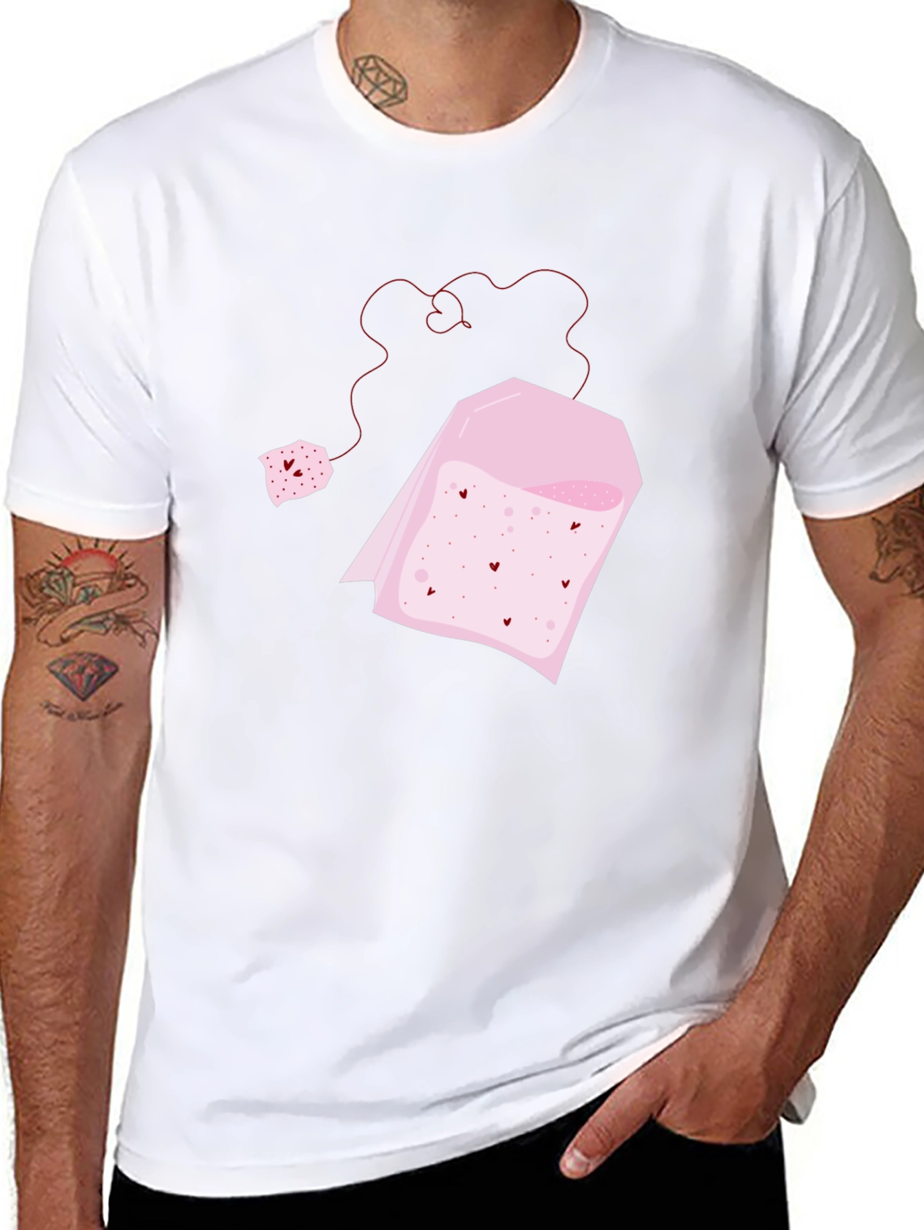 Heart Tea Bag Graphic Tee - Black
