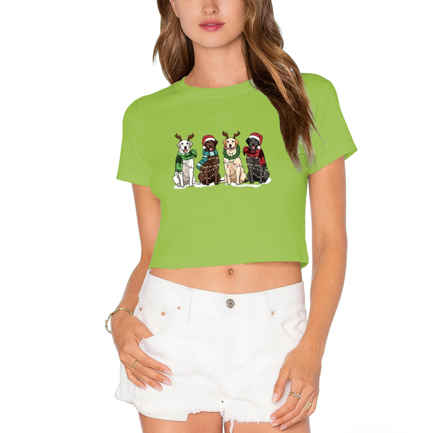 Festive Labrador Christmas Puppies Crop Top