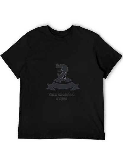 Mens Black Graphic Tee - New Fashion Style