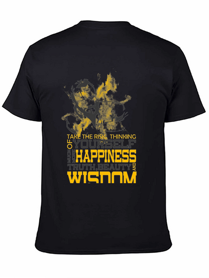 Motivational Graphic Tee - Risk Happiness Wisdom