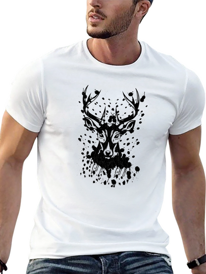 Mens Black Deer Graphic Tee - Stylish Casual Wear