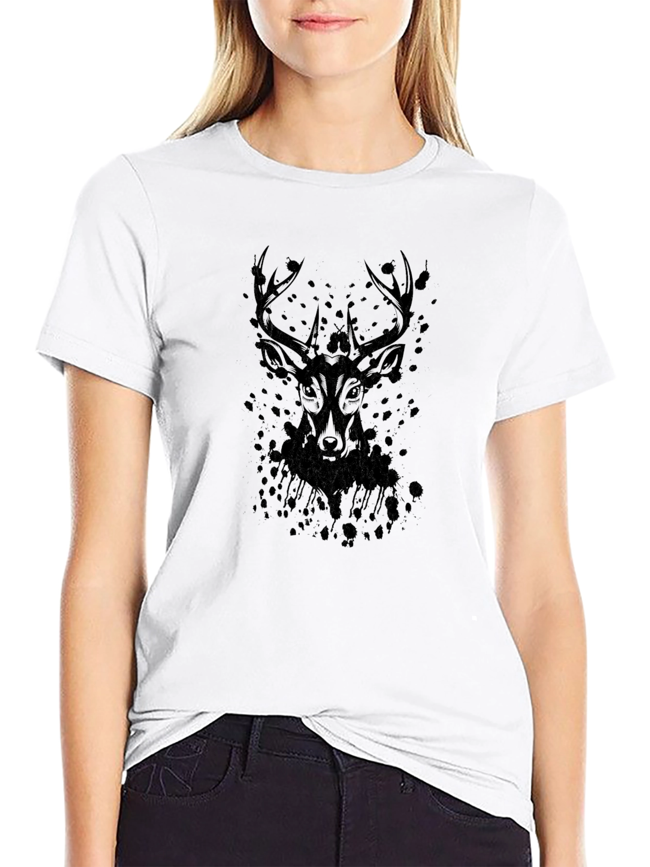 Mens Black Deer Graphic Tee - Stylish Casual Wear