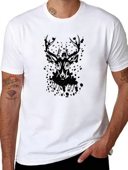 Mens Black Deer Graphic Tee - Stylish Casual Wear