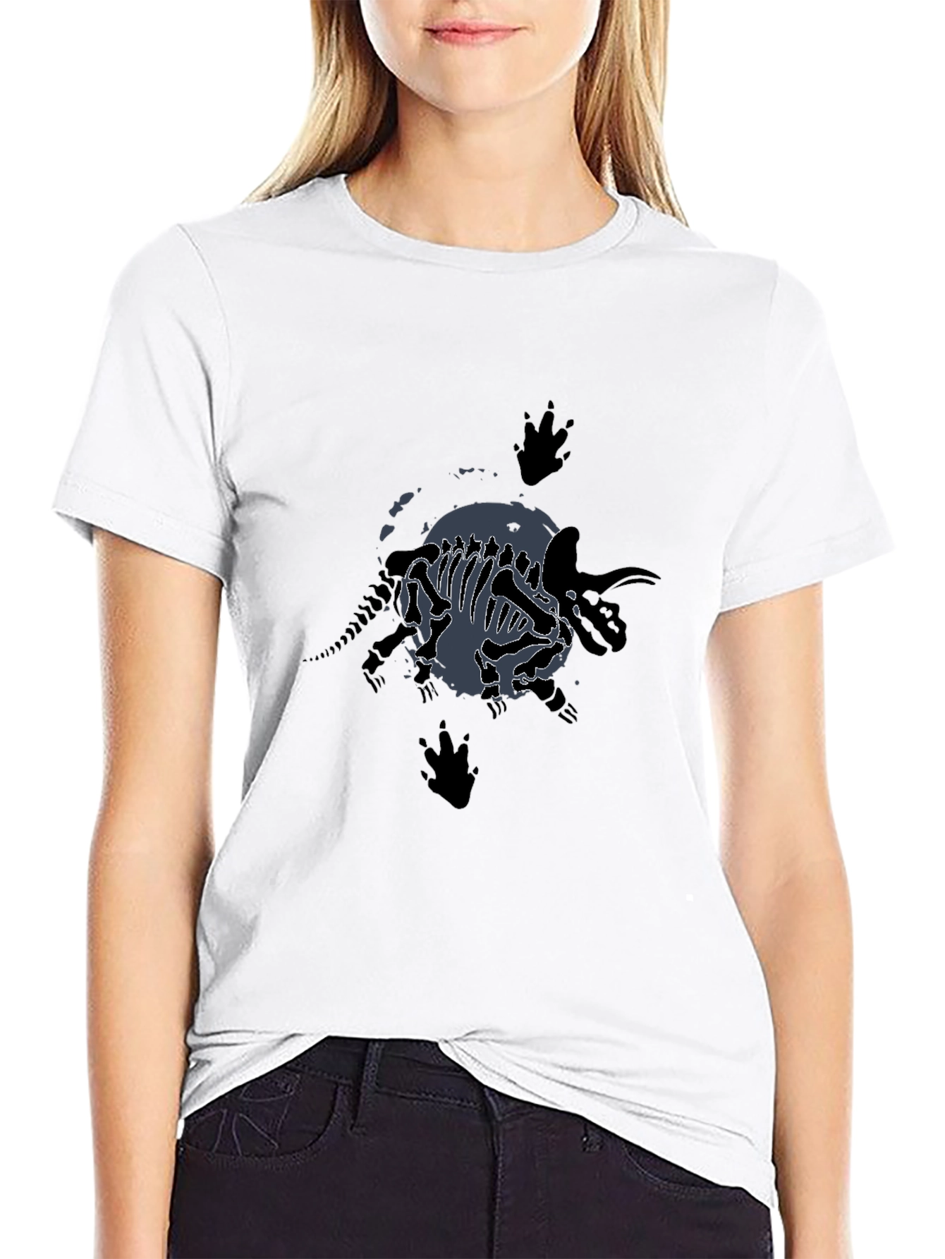 Dinosaur Fossil Graphic T-Shirt - Black