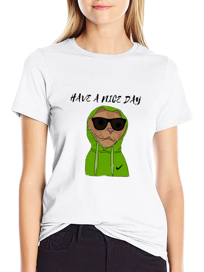 Cool Cat Graphic Tee - Have a Nice Day!
