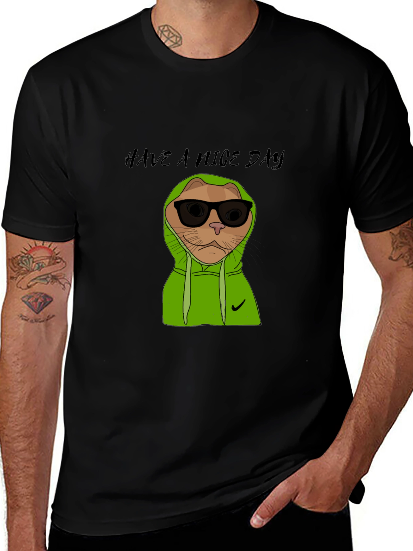 Cool Cat Graphic Tee - Have a Nice Day!