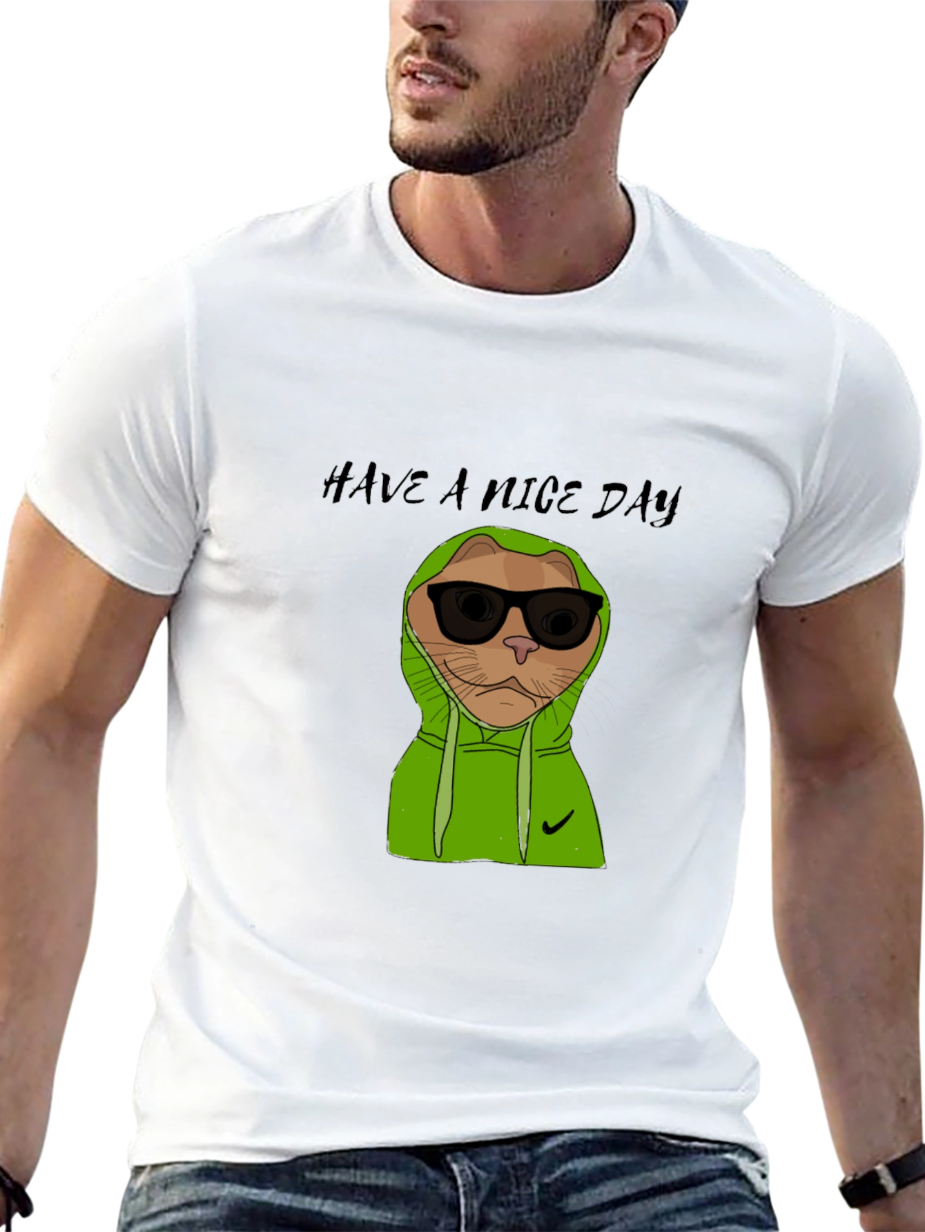 Cool Cat Graphic Tee - Have a Nice Day!