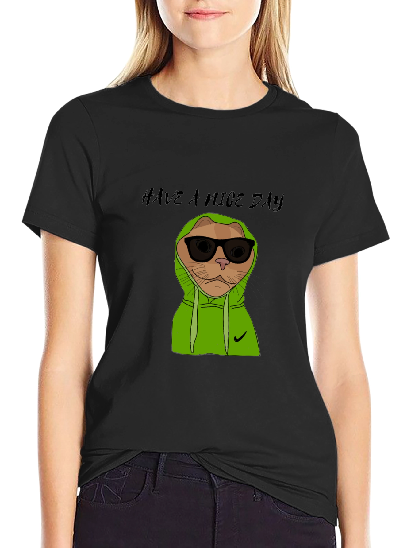 Cool Cat Graphic Tee - Have a Nice Day!