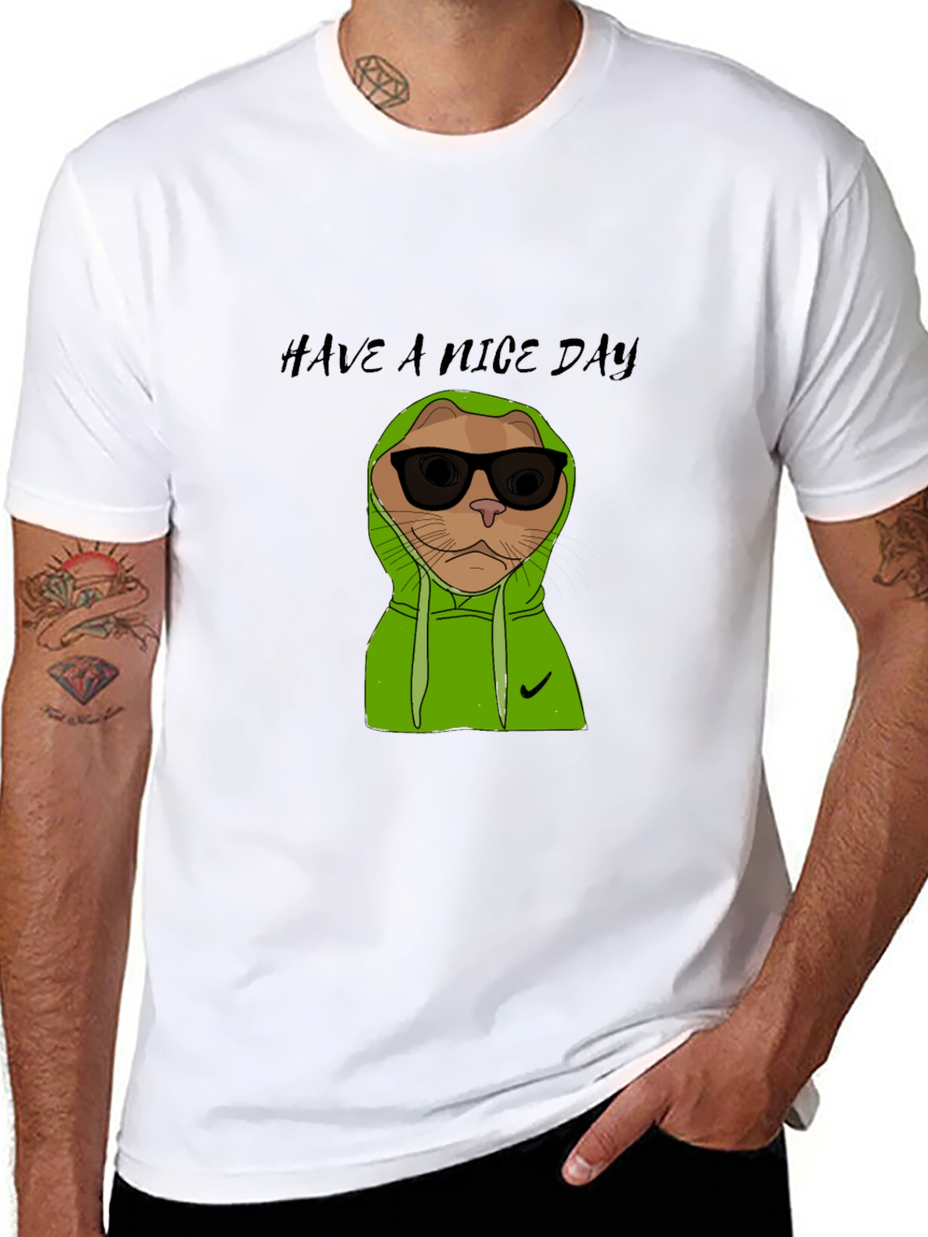 Cool Cat Graphic Tee - Have a Nice Day!