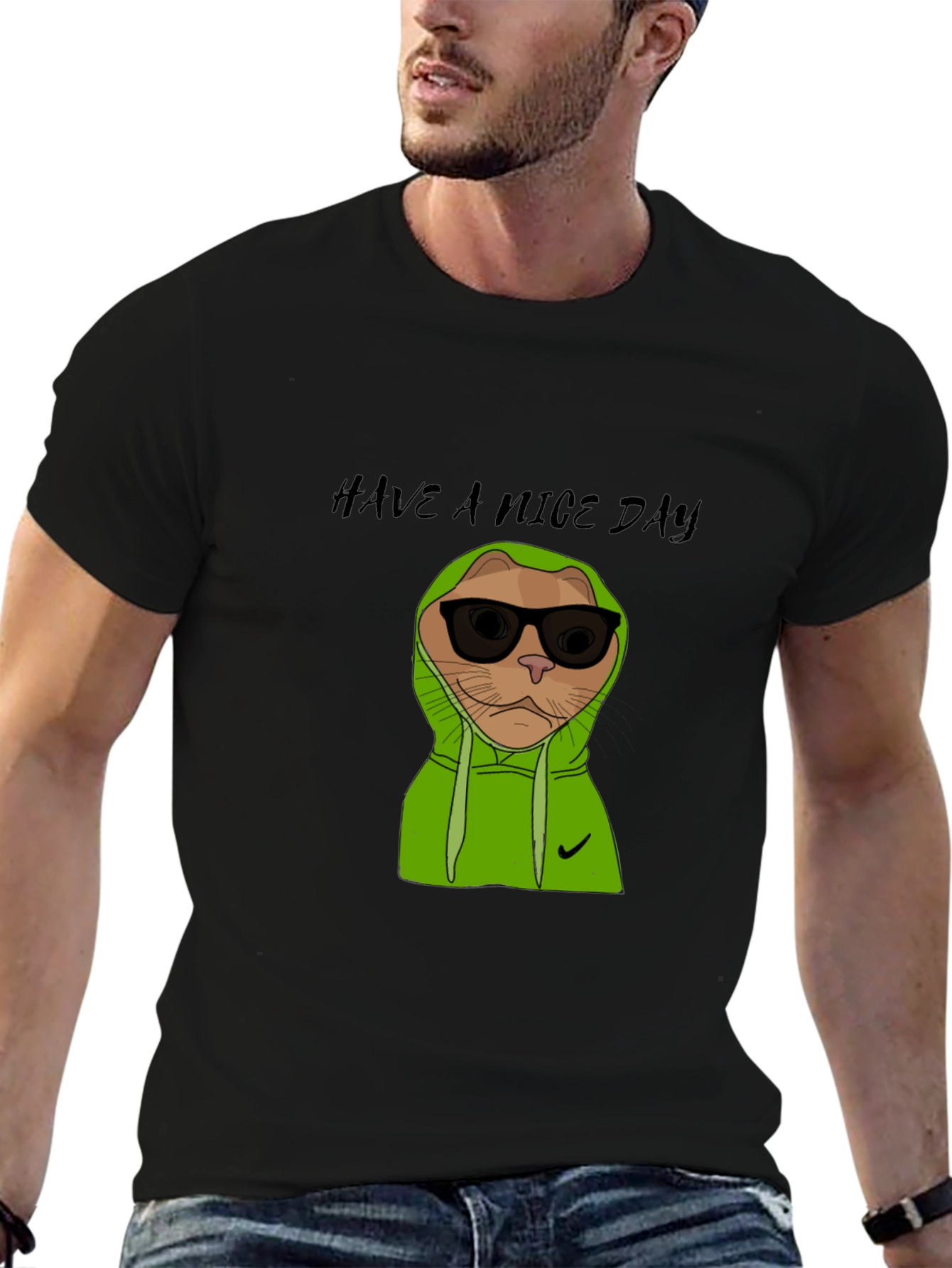 Cool Cat Graphic Tee - Have a Nice Day!