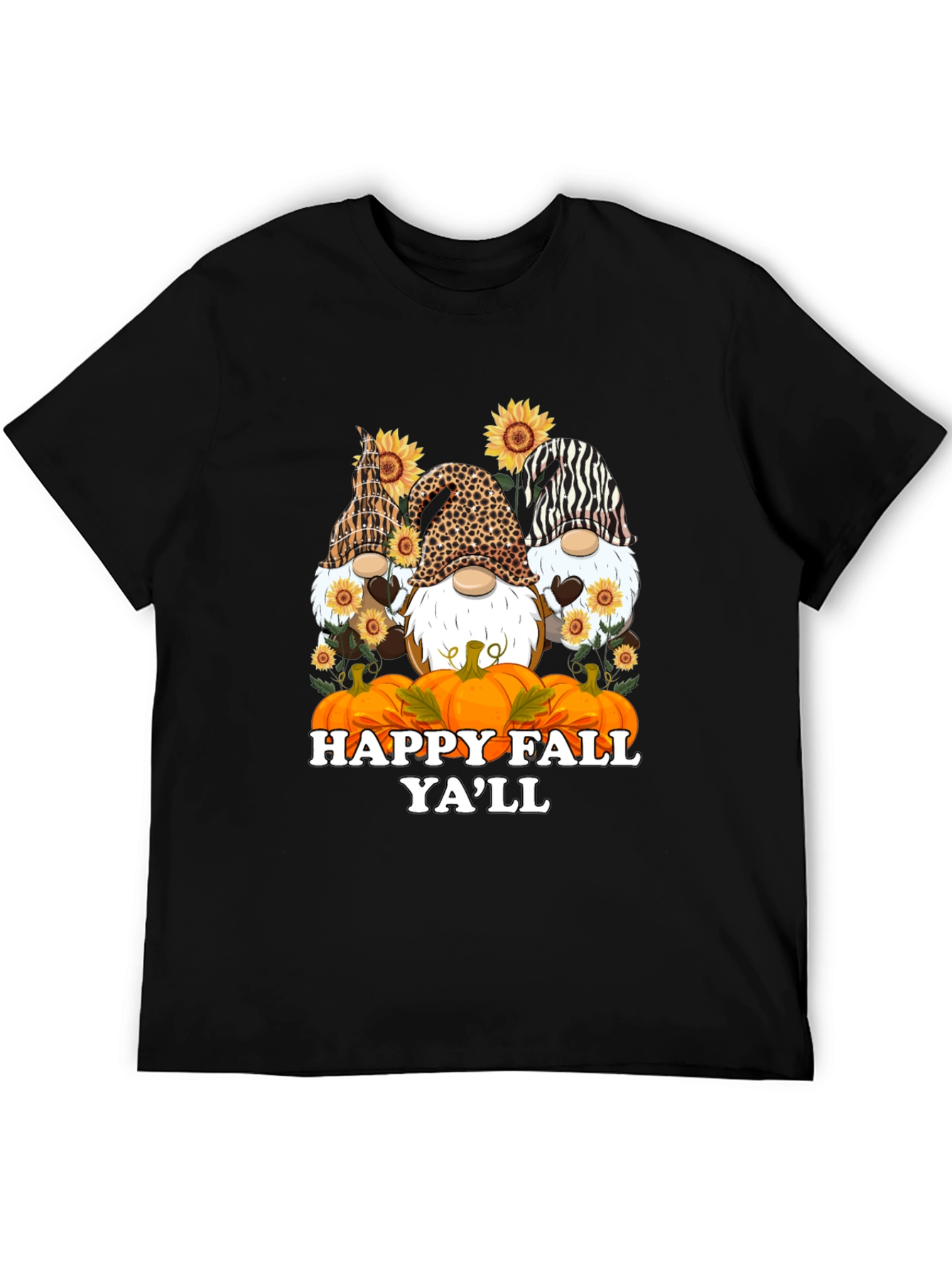 Happy Fall Yall Gnomes Black T-Shirt