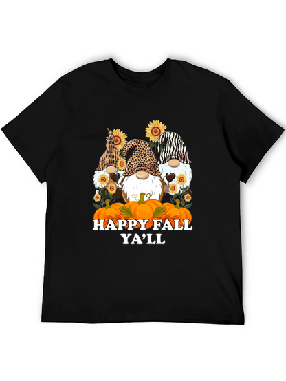 Happy Fall Yall Gnomes Black T-Shirt