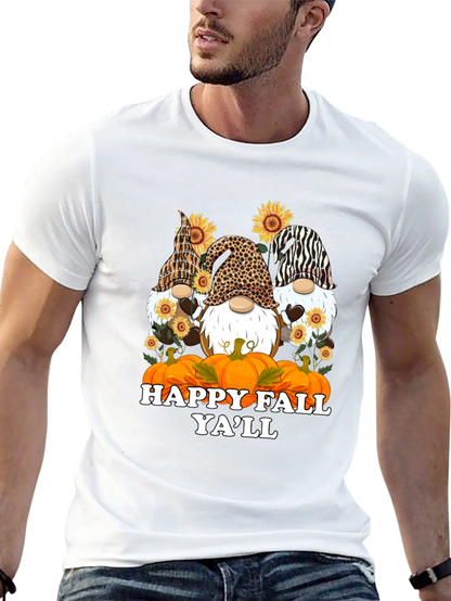Happy Fall Yall Gnomes Black T-Shirt