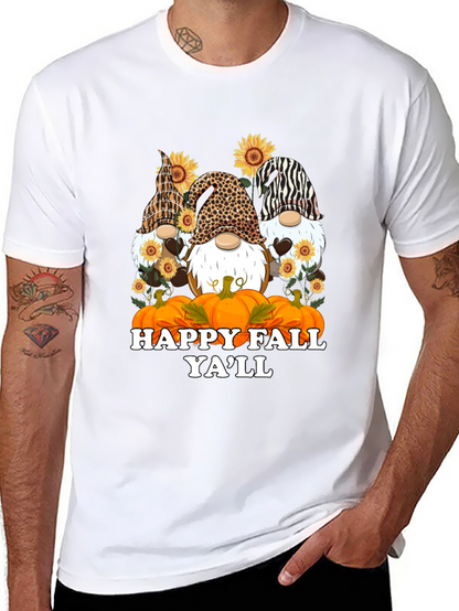 Happy Fall Yall Gnomes Black T-Shirt