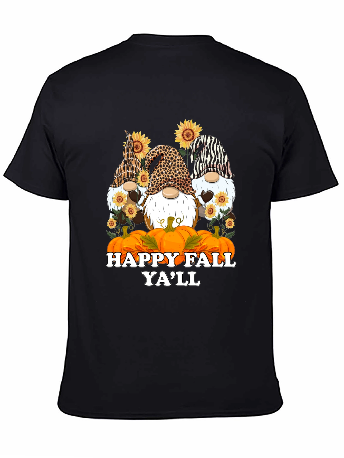 Happy Fall Yall Gnomes Black T-Shirt