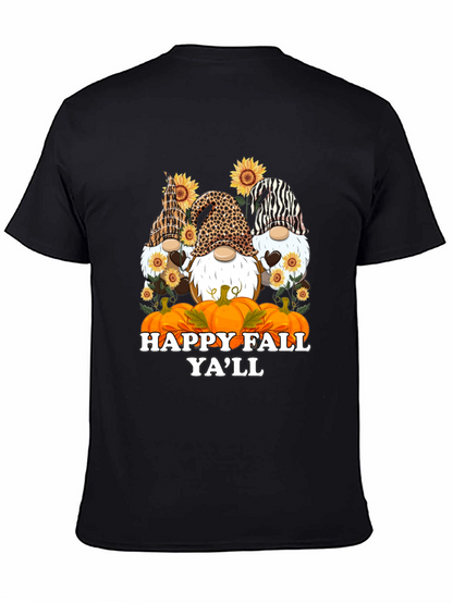 Happy Fall Yall Gnomes Black T-Shirt