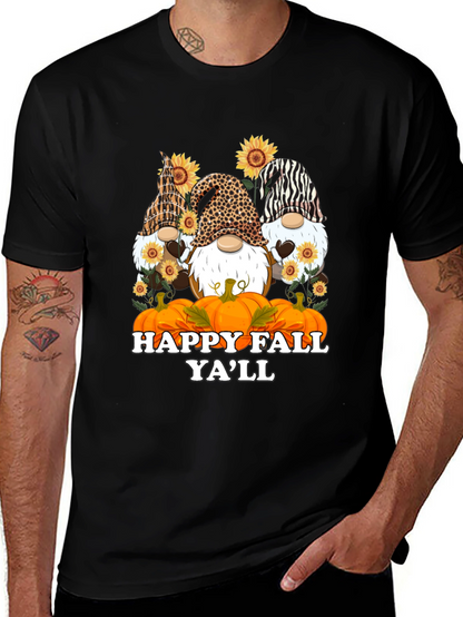 Happy Fall Yall Gnomes Black T-Shirt