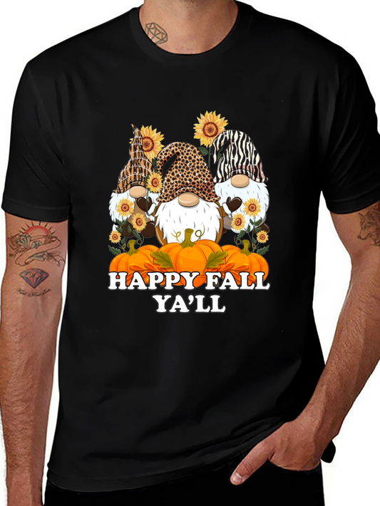 Happy Fall Yall Gnomes Black T-Shirt