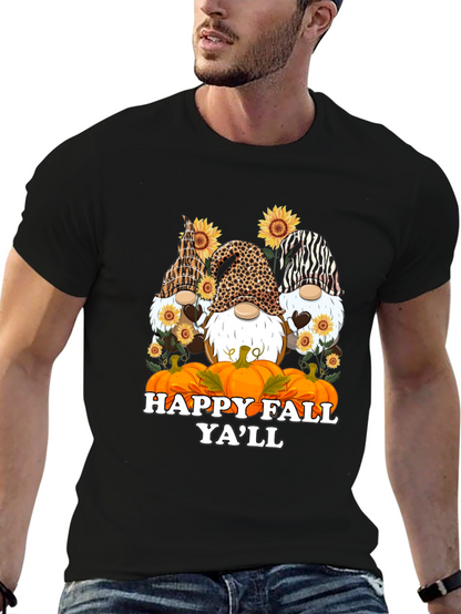 Happy Fall Yall Gnomes Black T-Shirt