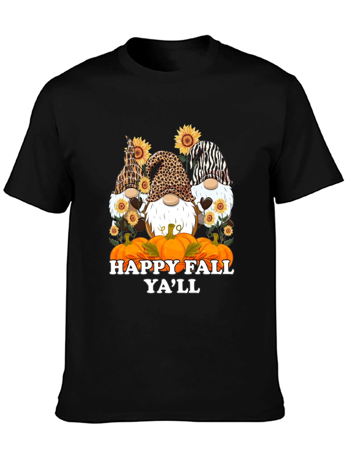 Happy Fall Yall Gnomes Black T-Shirt