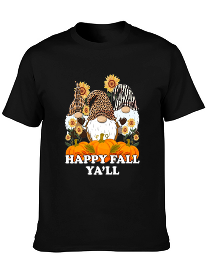 Happy Fall Yall Gnomes Black T-Shirt