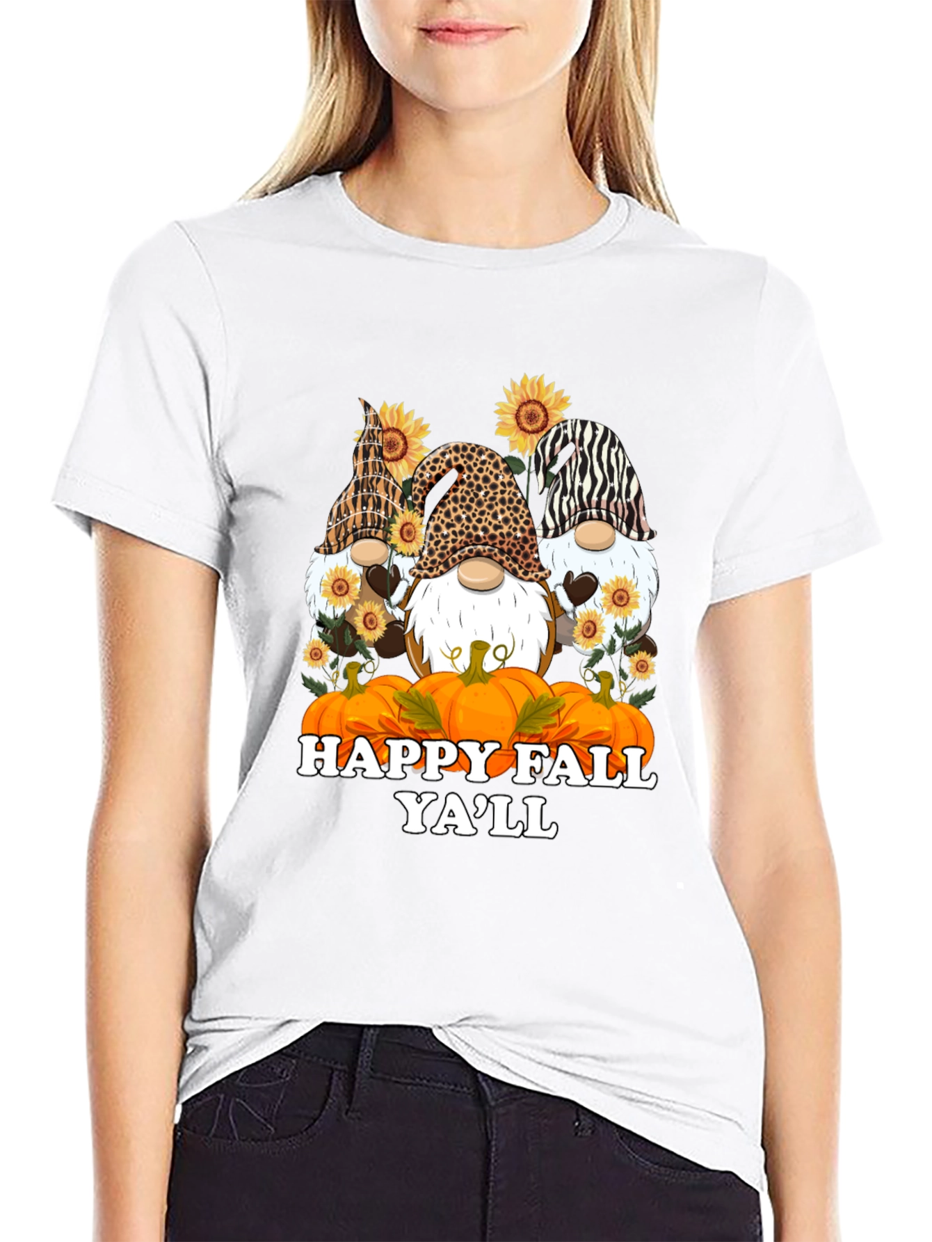 Happy Fall Yall Gnomes Black T-Shirt