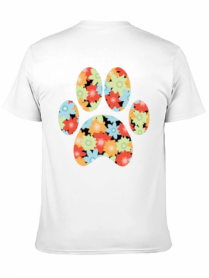 Floral Paw Print T-Shirt - Black