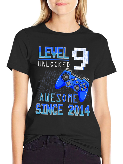 Level 9 Unlocked Awesome Since 2014 T-Shirt