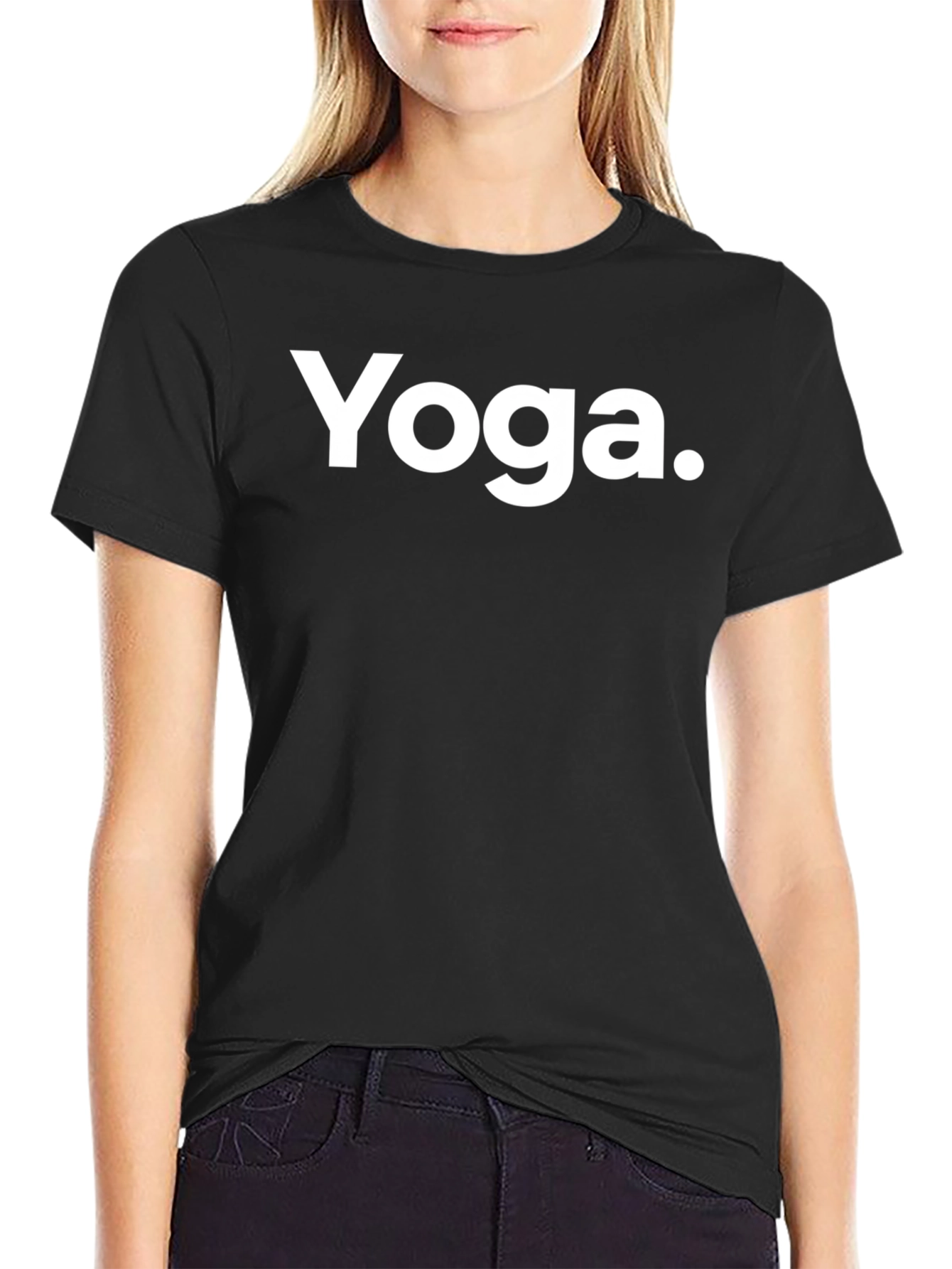 Yoga T-Shirt - Black Cotton Blend Graphic Tee