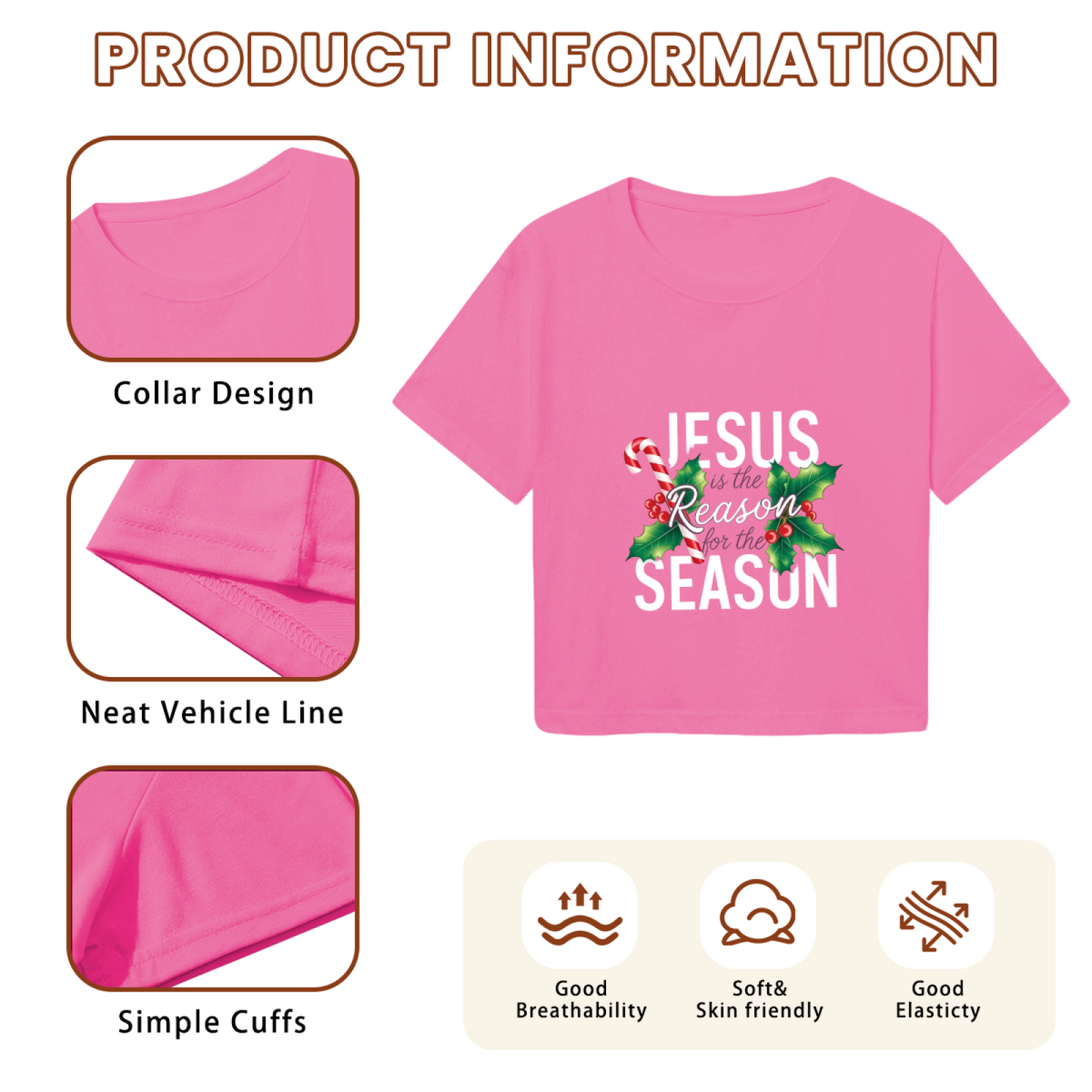 Jesus Is The Reason For The Season Festive Holiday Crop Top