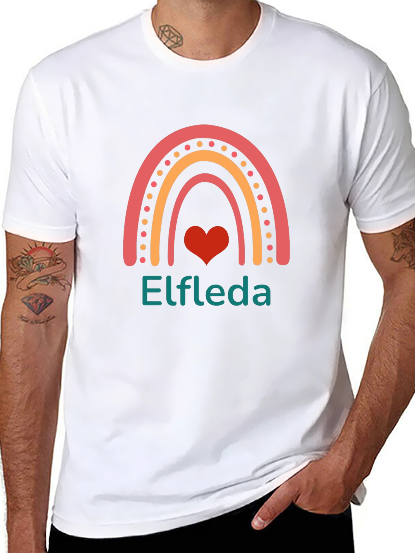 Elfreda Rainbow Heart Graphic Tee - Black