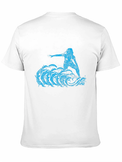 Surfer Girl Tee - Black Cotton Graphic T-Shirt