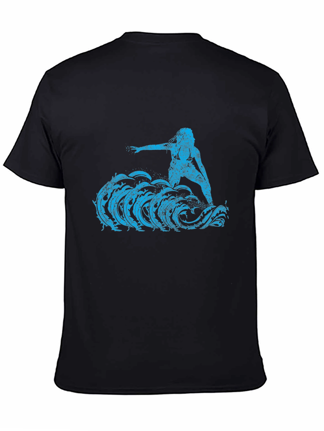 Surfer Girl Tee - Black Cotton Graphic T-Shirt