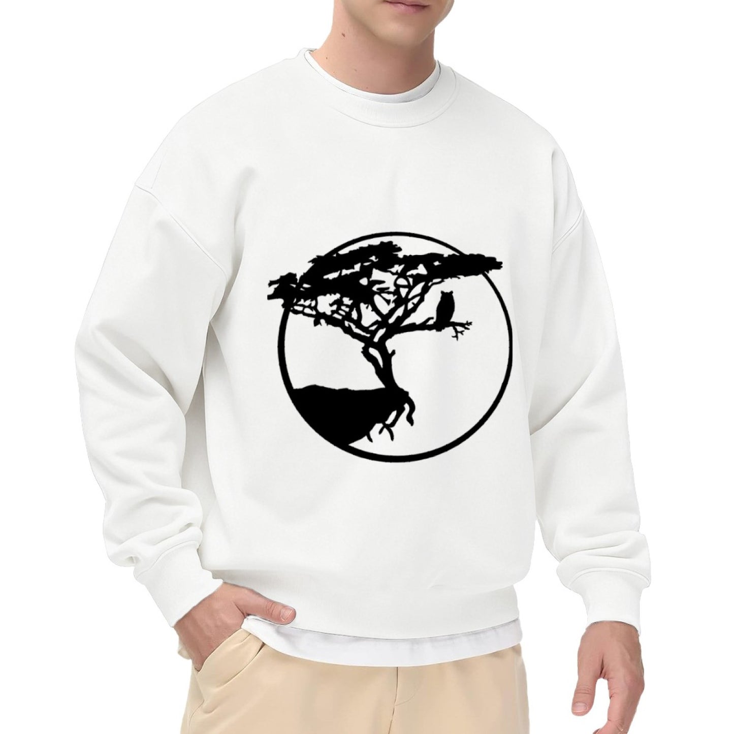 Nature-Inspired Owl & Tree Graphic Sweatshirt (Unisex)