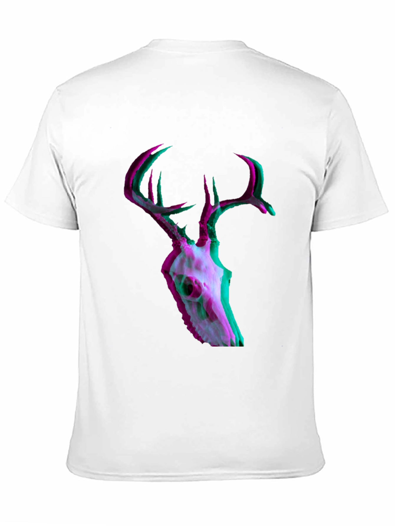 Deer Skull Glitch Mens Graphic T-Shirt