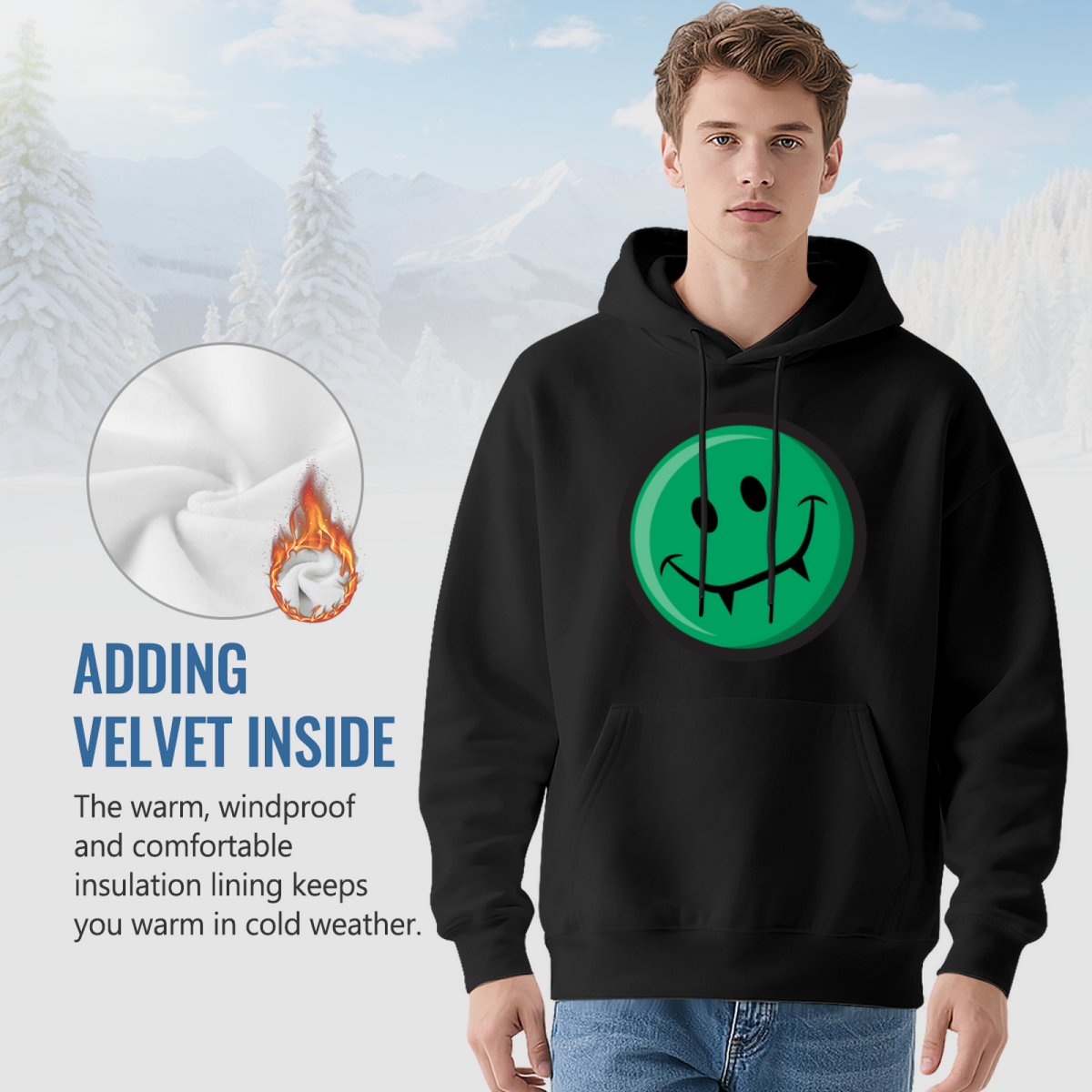 Green Vampire Smiley Face Hoodie