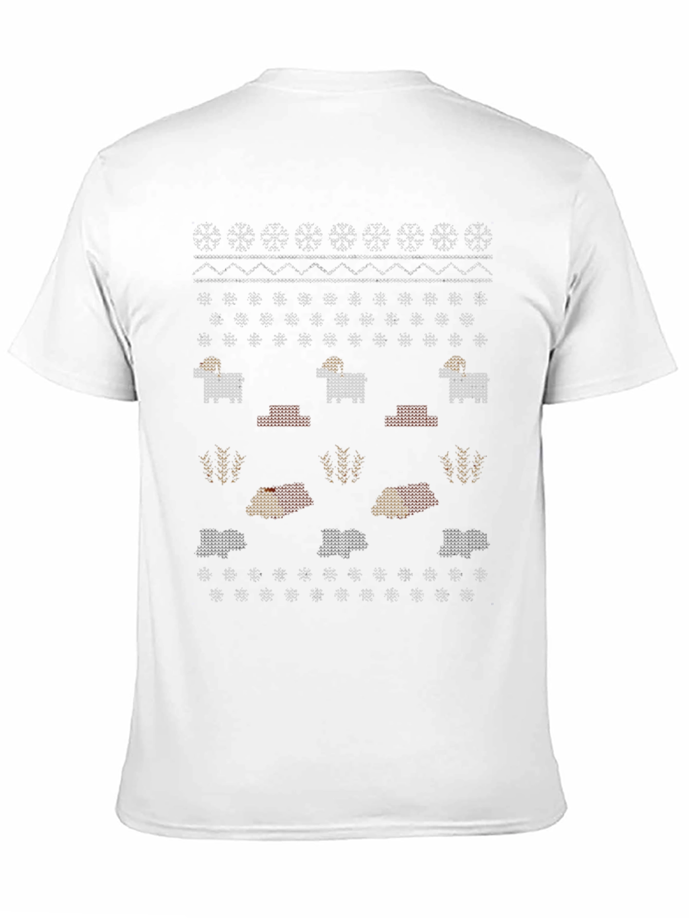 Novelty Knitted Sheep Pattern Black T-Shirt
