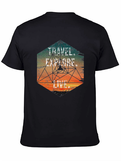 Travel Explore Live Mens Graphic T-Shirt