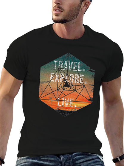 Travel Explore Live Mens Graphic T-Shirt