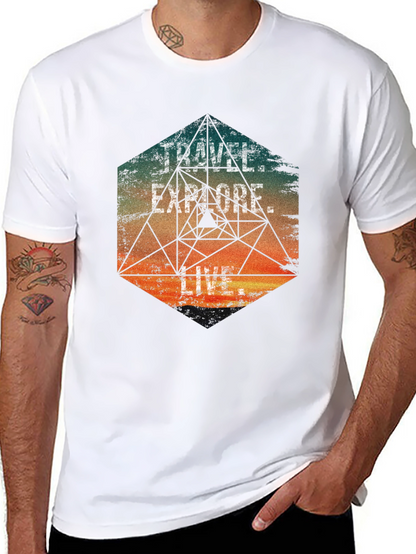 Travel Explore Live Mens Graphic T-Shirt