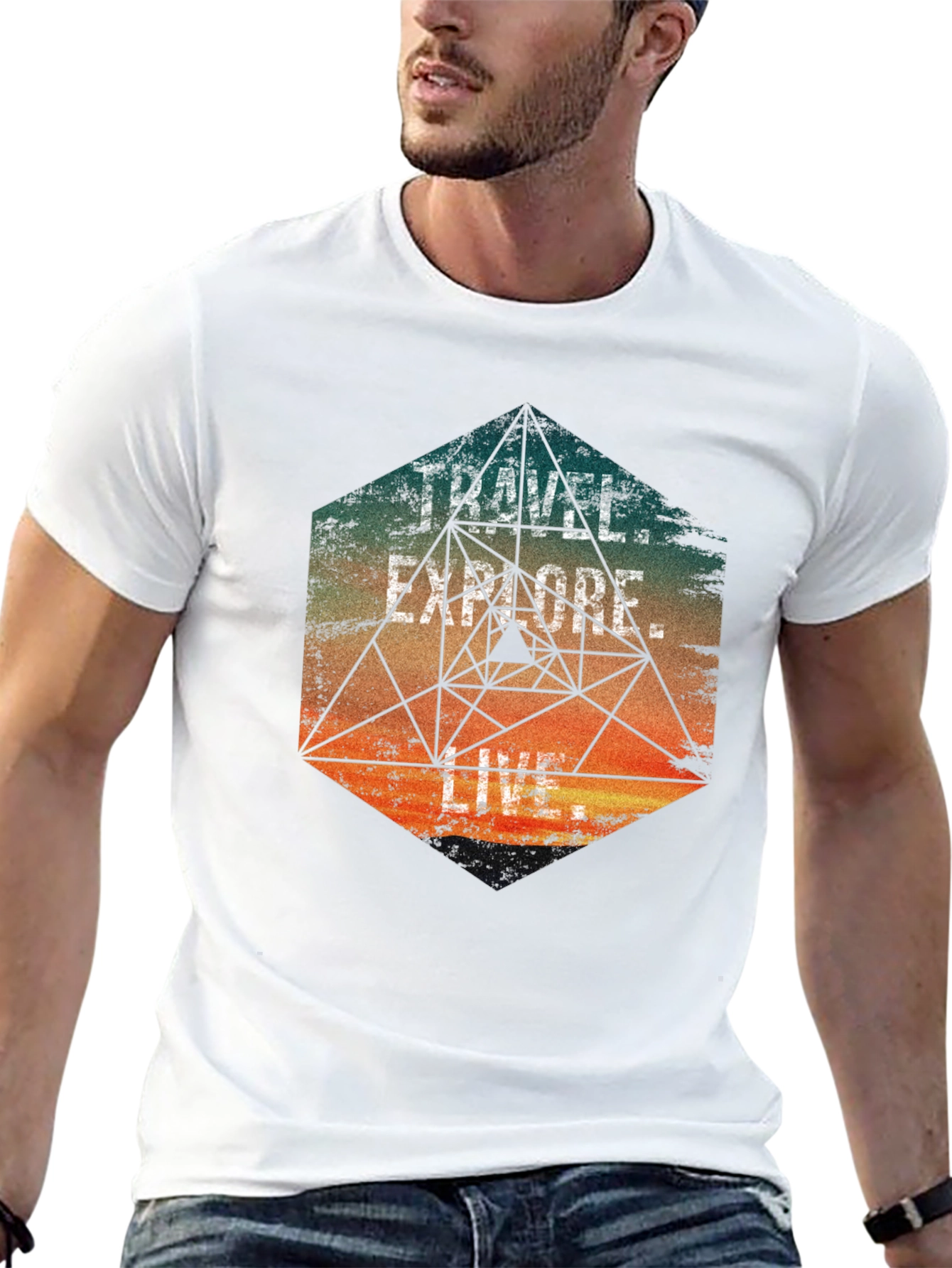 Travel Explore Live Mens Graphic T-Shirt