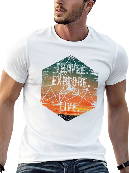 Travel Explore Live Mens Graphic T-Shirt
