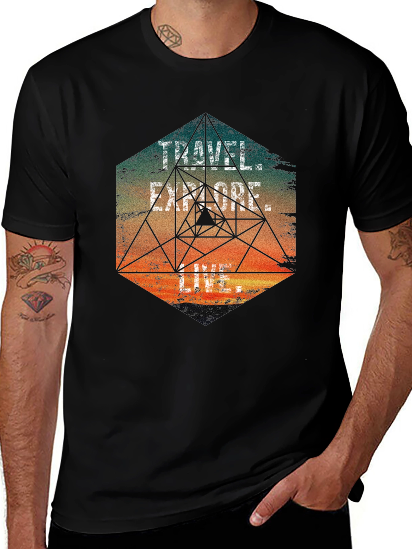 Travel Explore Live Mens Graphic T-Shirt