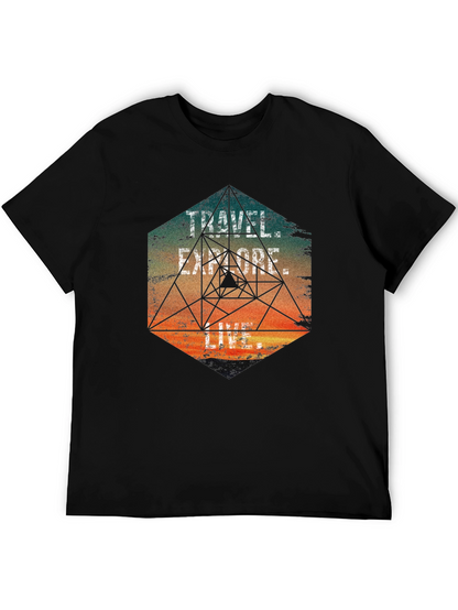 Travel Explore Live Mens Graphic T-Shirt