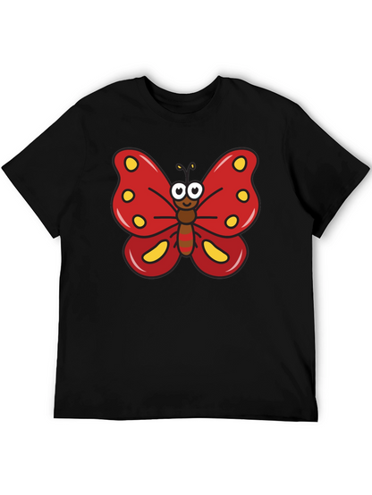 Cartoon Butterfly Graphic Tee - Black T-Shirt