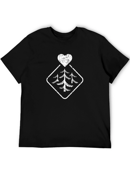 Rustic Tree Heart Graphic Tee - Black